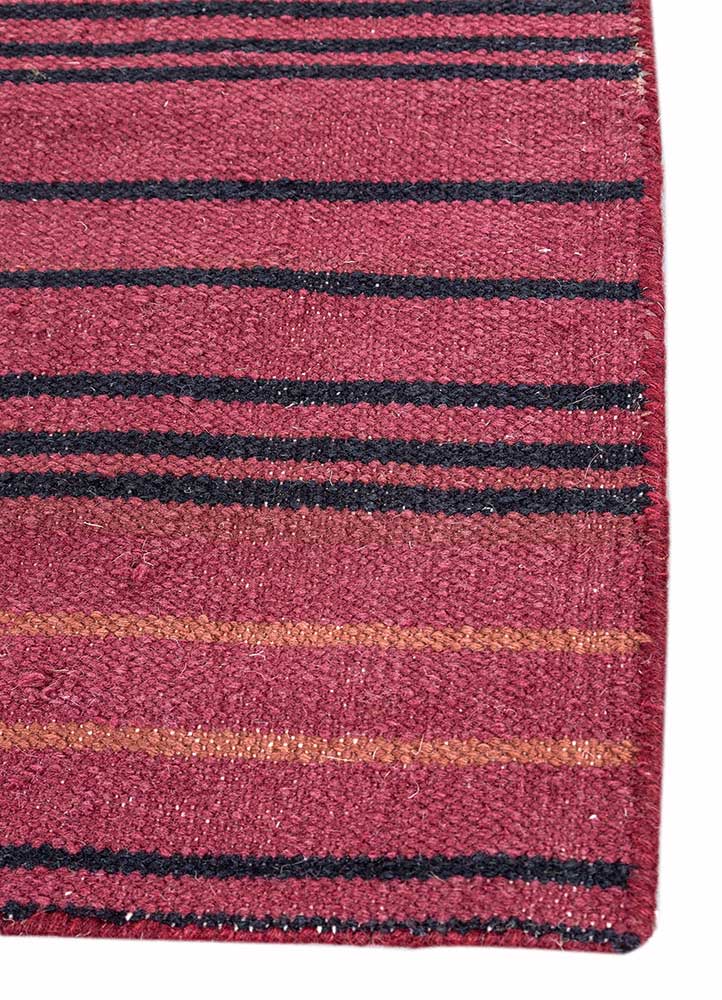 indusbar red and orange wool Flat Weaves Rug - Corner