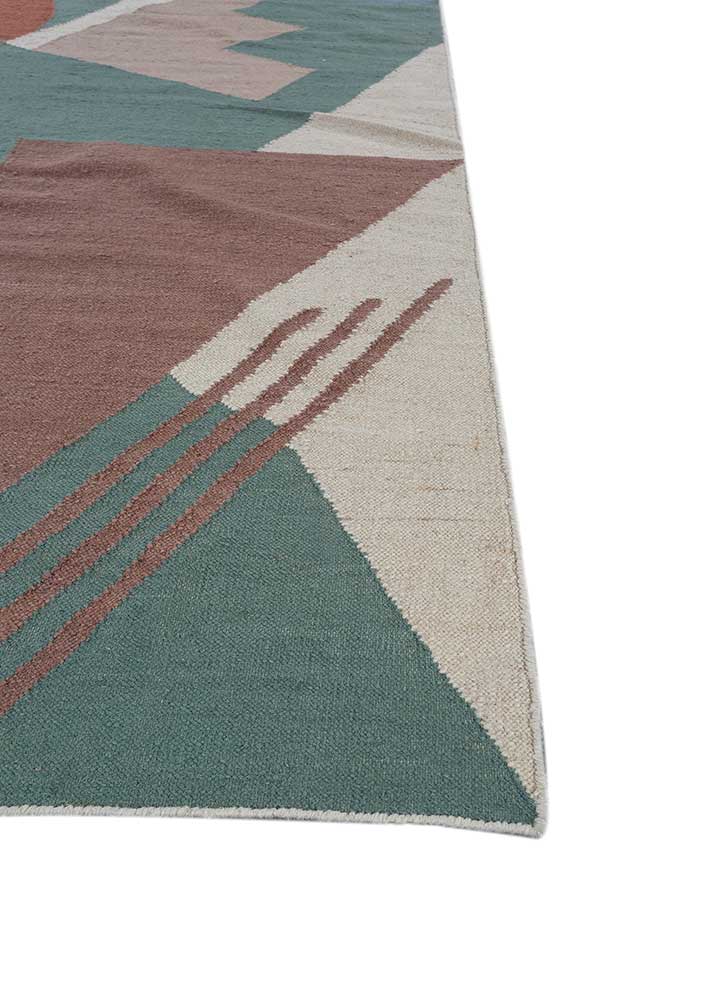 orenda blue wool Flat Weaves Rug - Corner