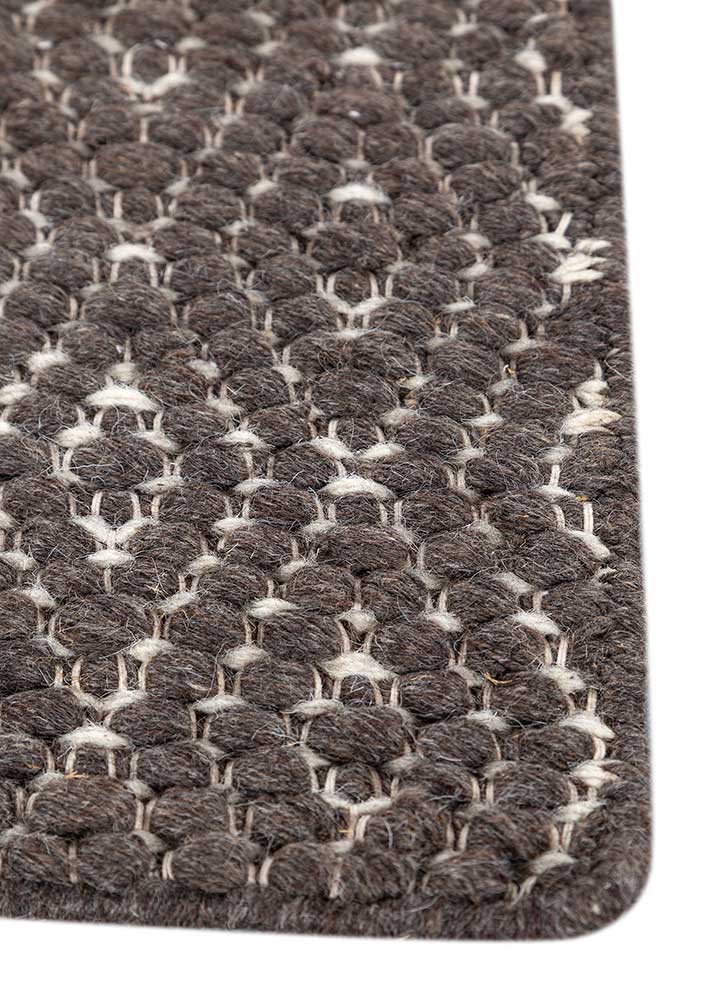 abrash beige and brown wool Flat Weaves Rug - Corner