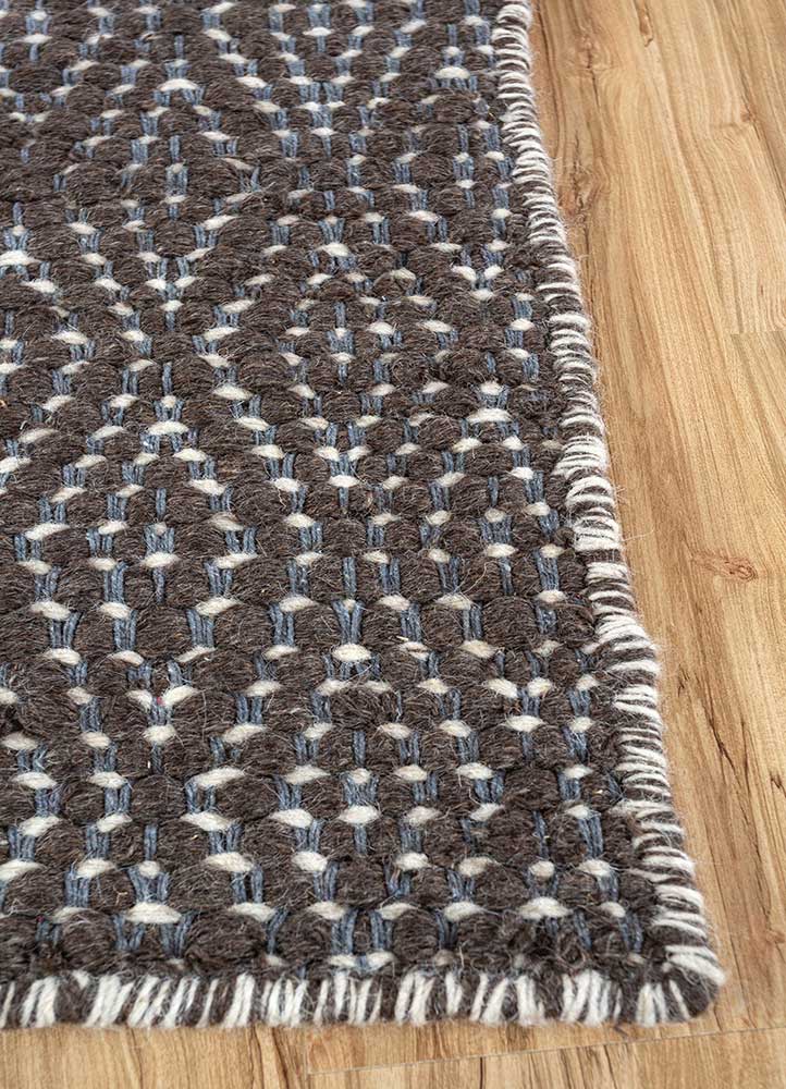 abrash beige and brown wool Flat Weaves Rug - Corner