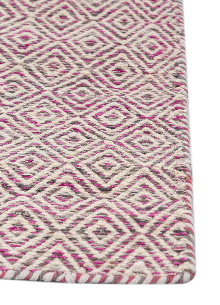 abrash pink and purple wool Flat Weaves Rug - Corner