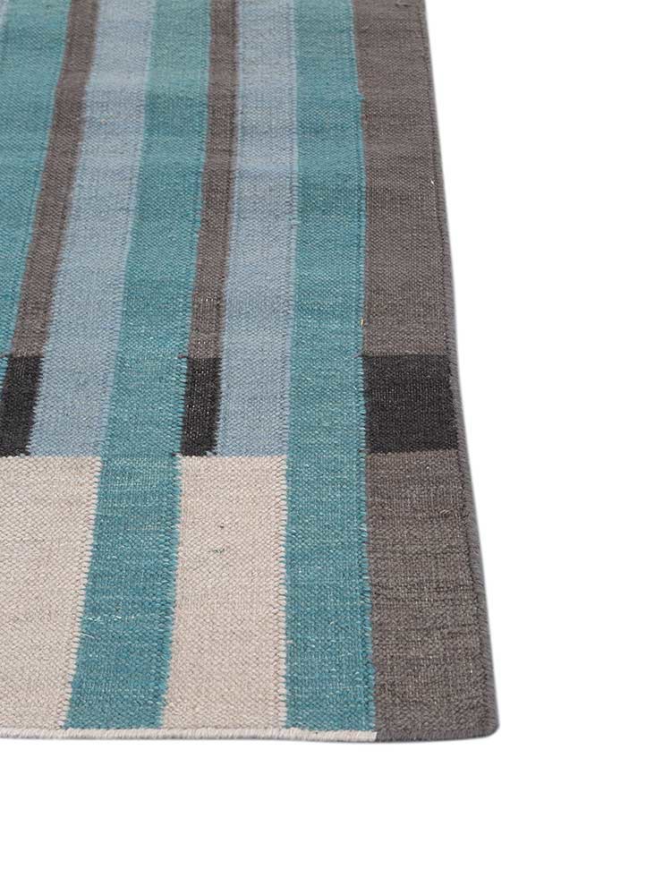 checkers blue wool Flat Weaves Rug - Corner checkers blue wool Flat Weaves Rug - Corner