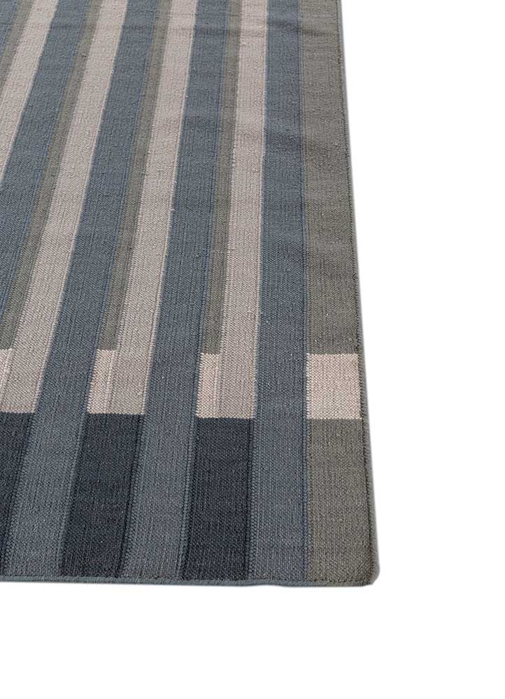 alhambra blue wool Flat Weaves Rug - Corner