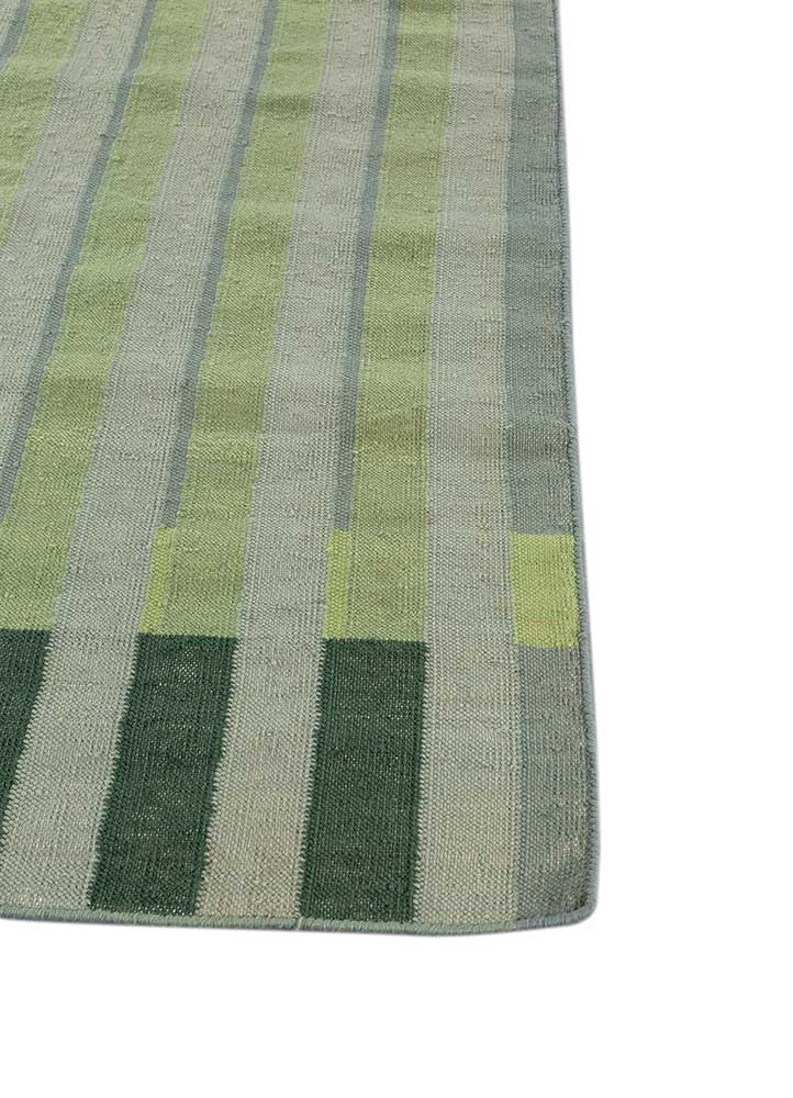 alhambra green wool Flat Weaves Rug - Corner