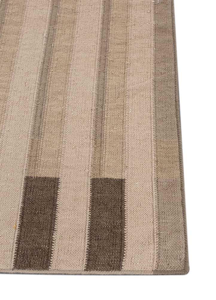 alhambra beige and brown wool Flat Weaves Rug - Corner