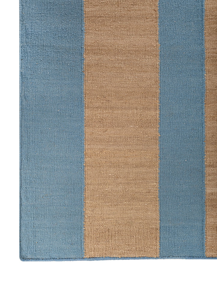 checkers beige and brown wool Flat Weaves Rug - Corner