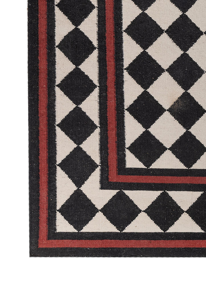 alhambra grey and black wool Flat Weaves Rug - Corner alhambra grey and black wool Flat Weaves Rug - Corner