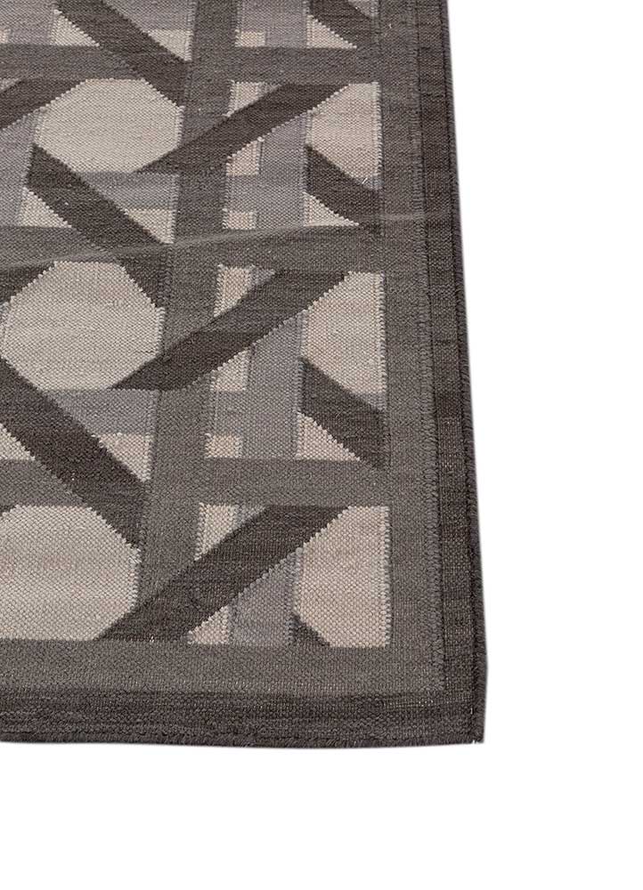 alhambra grey and black wool Flat Weaves Rug - Corner alhambra grey and black wool Flat Weaves Rug - Corner