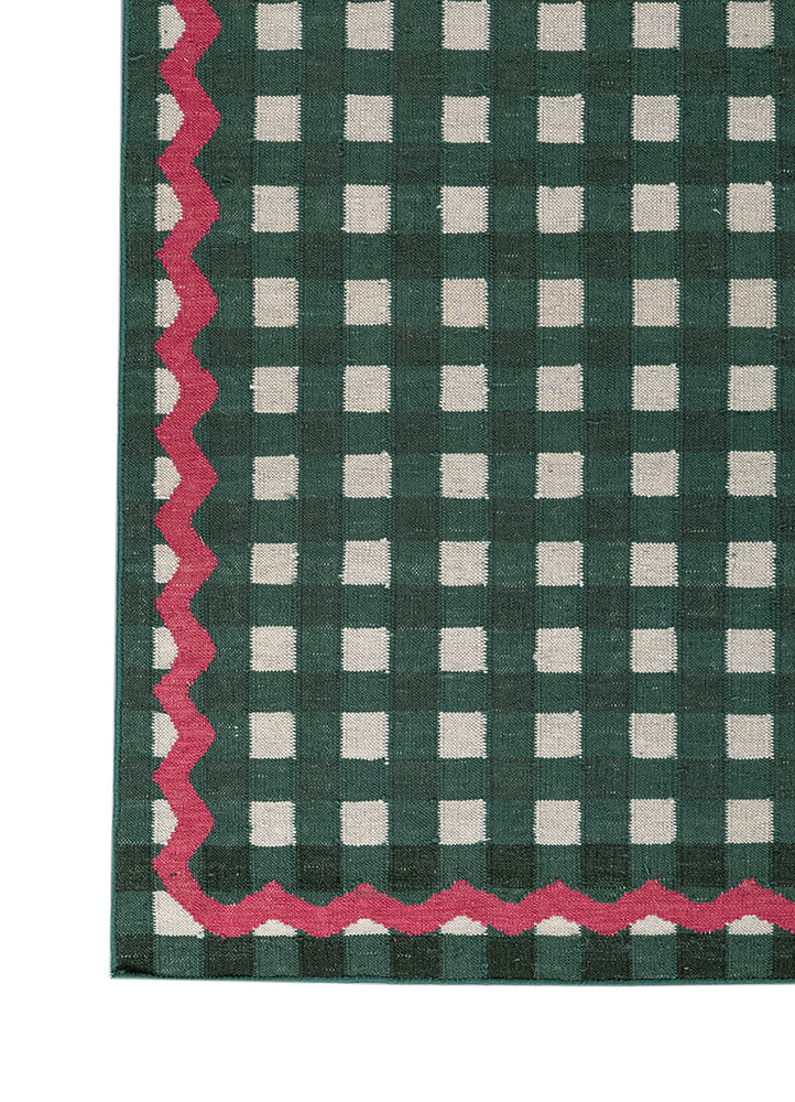 alhambra green wool Flat Weaves Rug - Corner
