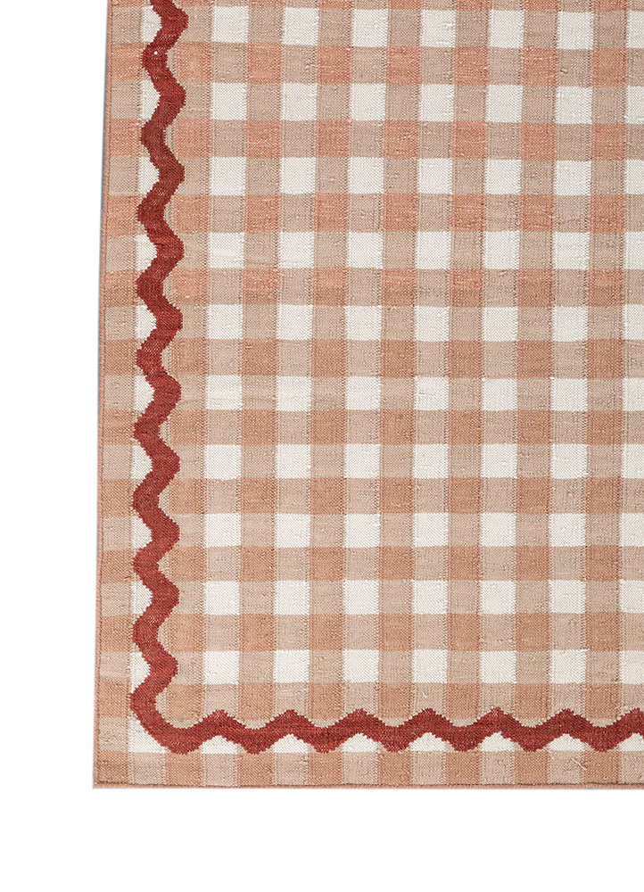 alhambra red and orange wool Flat Weaves Rug - Corner