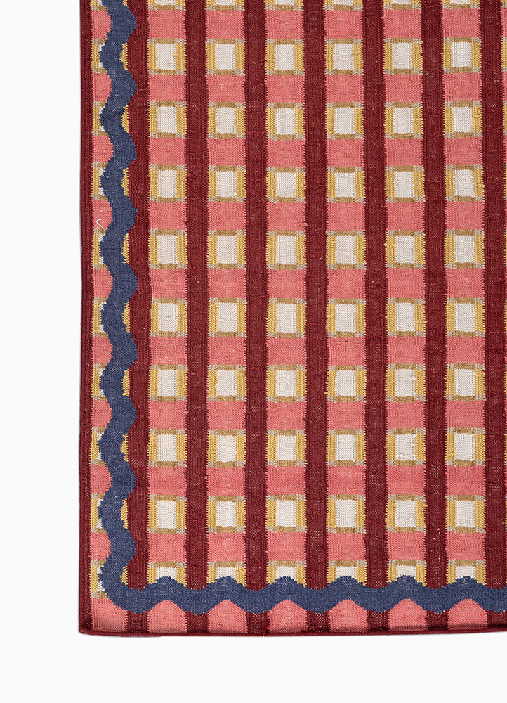 alhambra red and orange wool Flat Weaves Rug - Corner alhambra red and orange wool Flat Weaves Rug - Corner