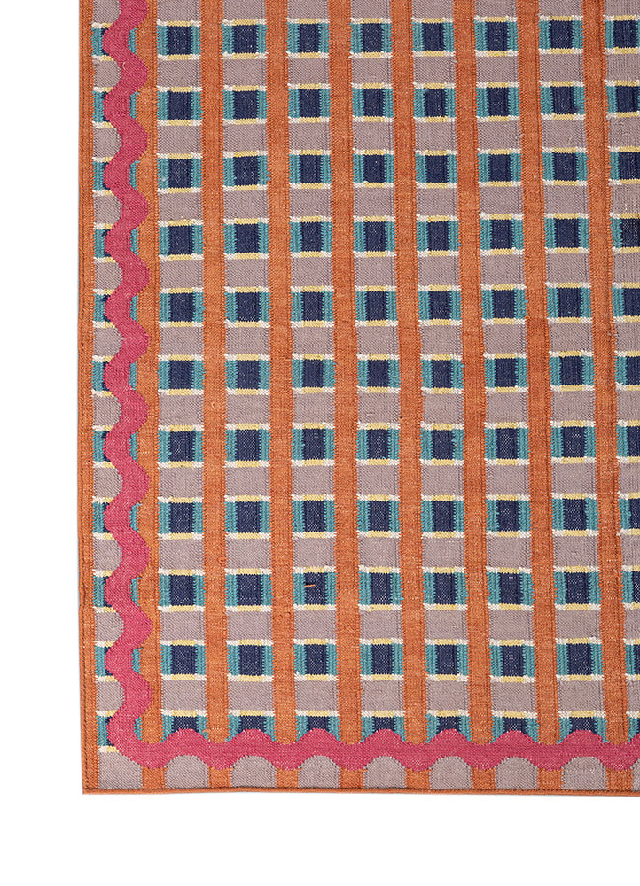 alhambra red and orange wool Flat Weaves Rug - Corner alhambra red and orange wool Flat Weaves Rug - Corner