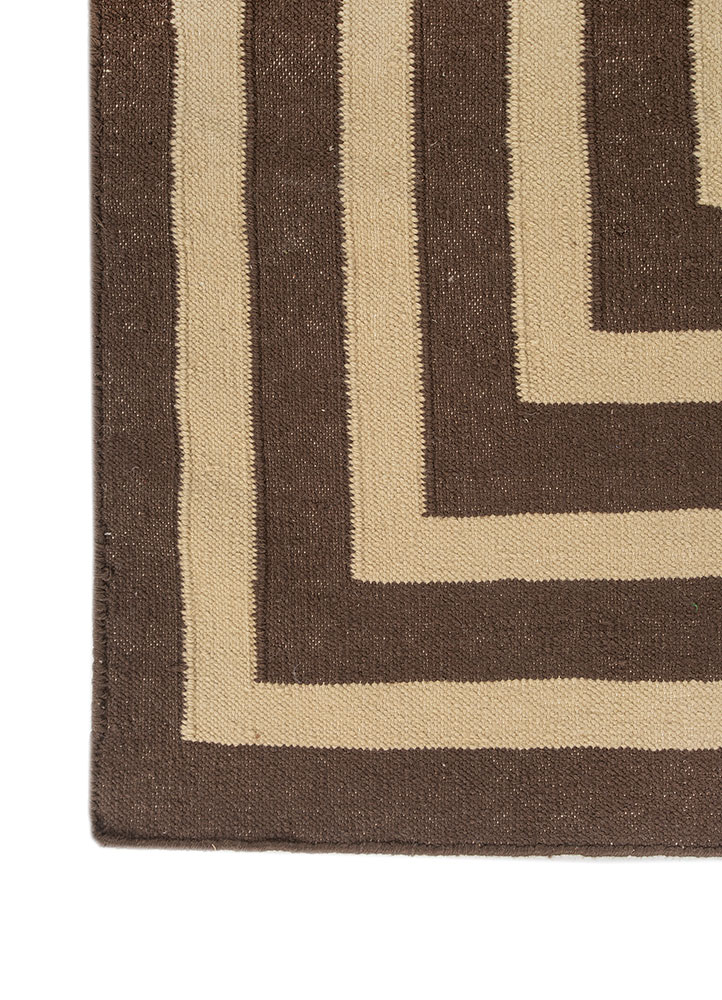 alhambra beige and brown wool Flat Weaves Rug - Corner
