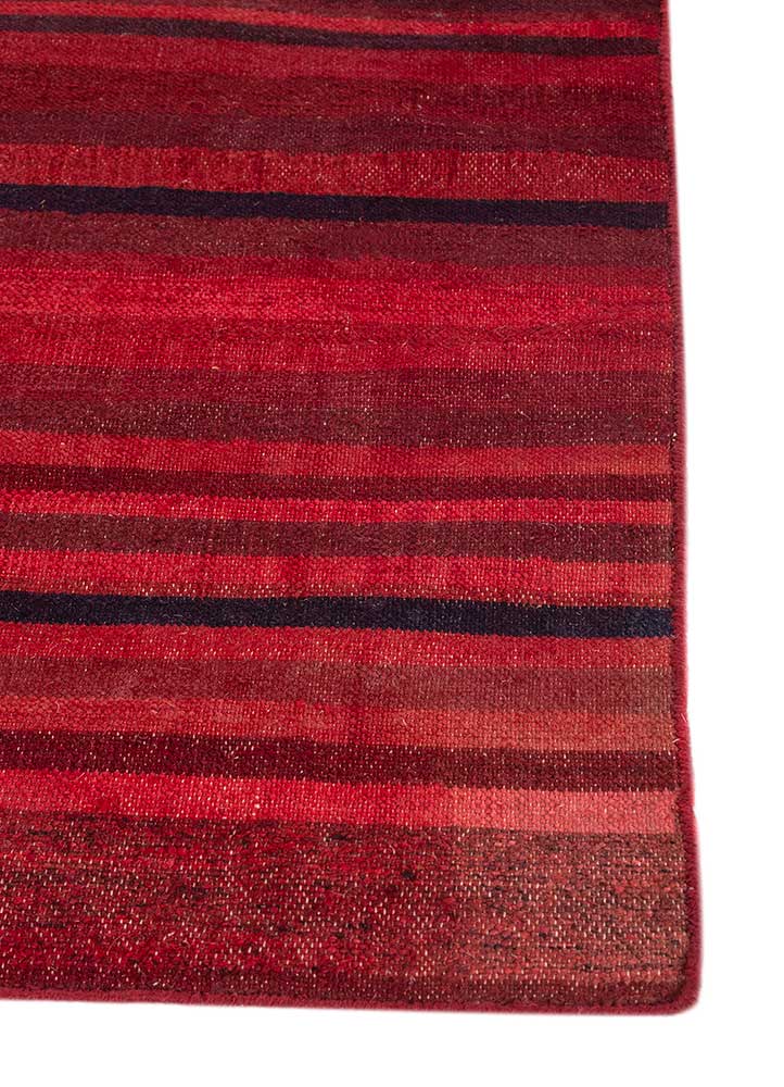 indusbar red and orange wool and viscose Flat Weaves Rug - Corner