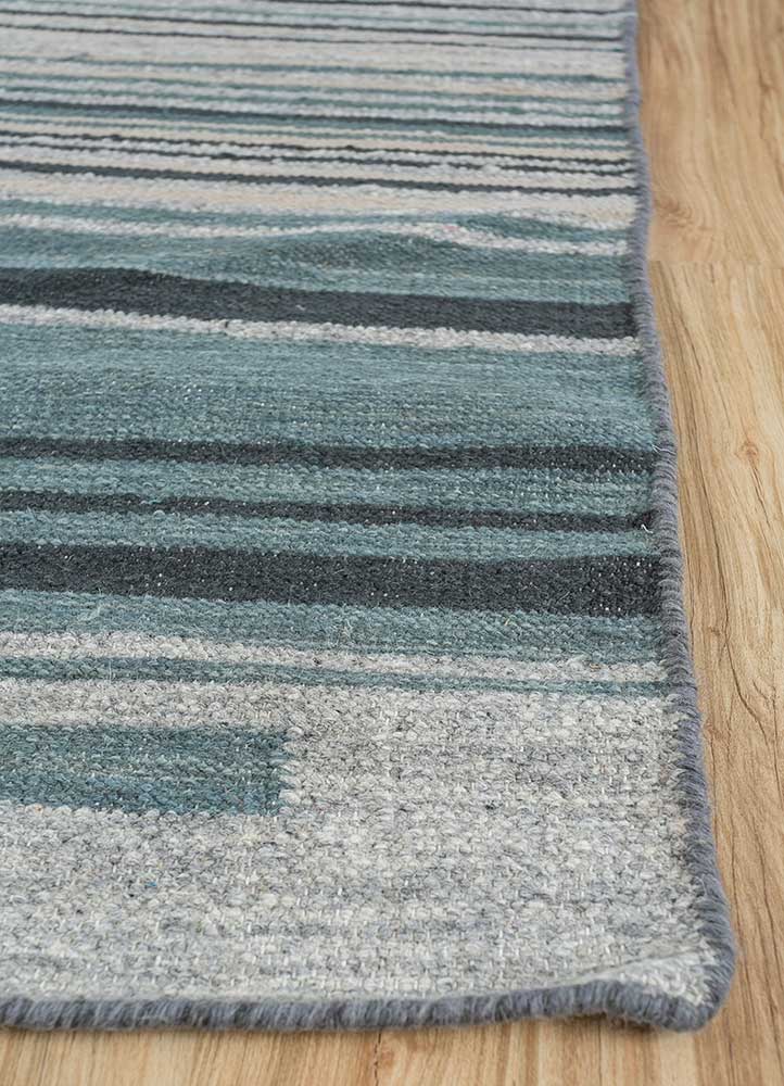 indusbar blue wool Flat Weaves Rug - Corner