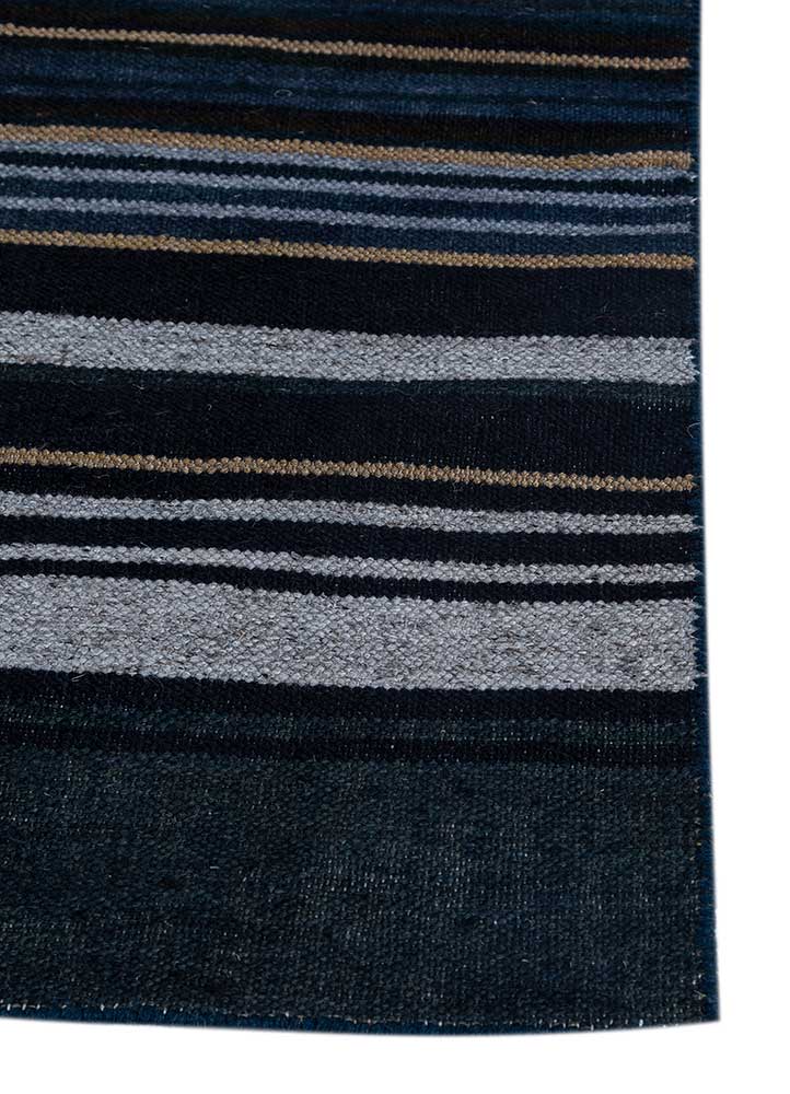 indusbar blue wool Flat Weaves Rug - Corner