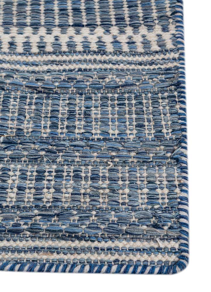 abrash blue wool and viscose Flat Weaves Rug - Corner