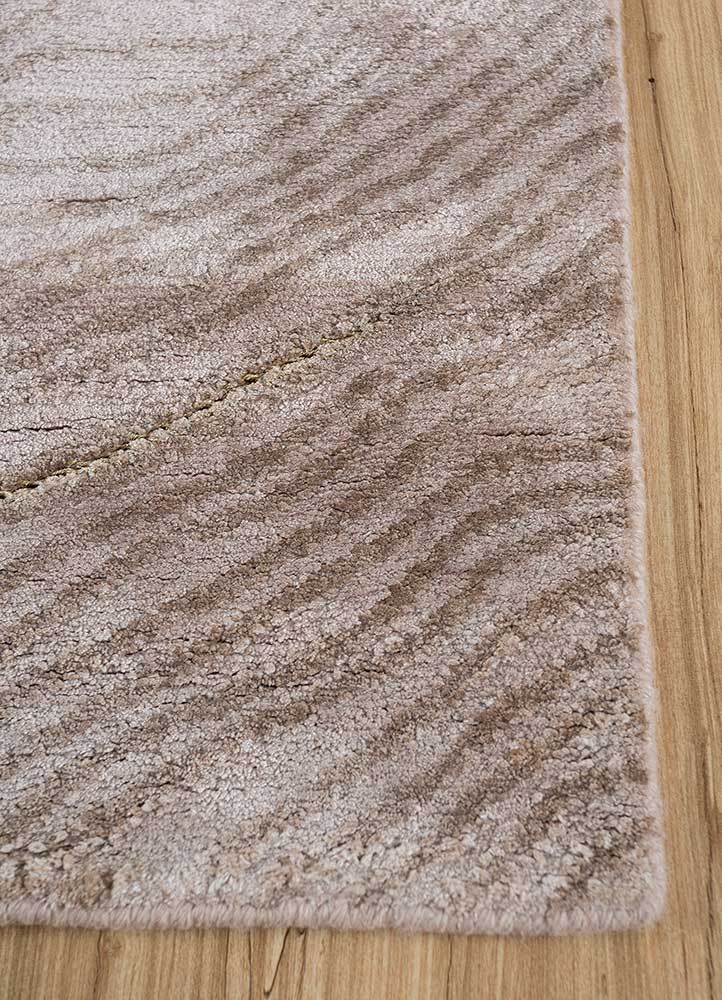 azalea beige and brown bamboo silk Hand Knotted Rug - Corner