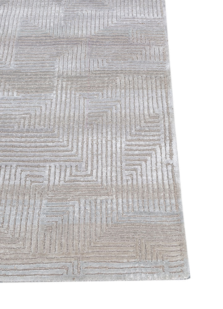 azalea blue wool and bamboo silk Hand Knotted Rug - Corner