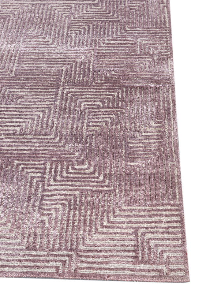 azalea pink and purple wool and bamboo silk Hand Knotted Rug - Corner