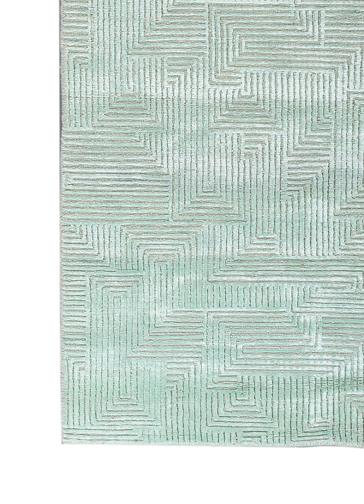 azalea blue wool and bamboo silk Hand Knotted Rug - Corner azalea blue wool and bamboo silk Hand Knotted Rug - Corner