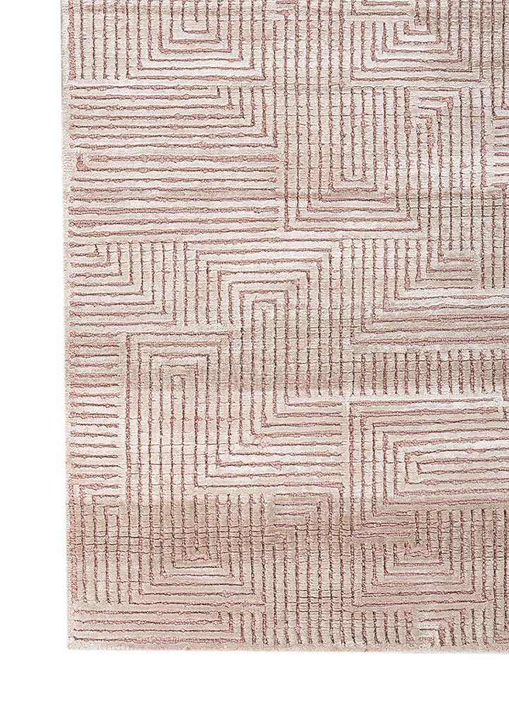 azalea beige and brown wool and bamboo silk Hand Knotted Rug - Corner