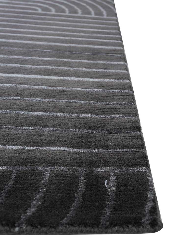 clan grey and black wool and bamboo silk Hand Knotted Rug - Corner