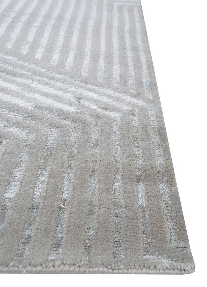 clan grey and black wool and bamboo silk Hand Knotted Rug - Corner