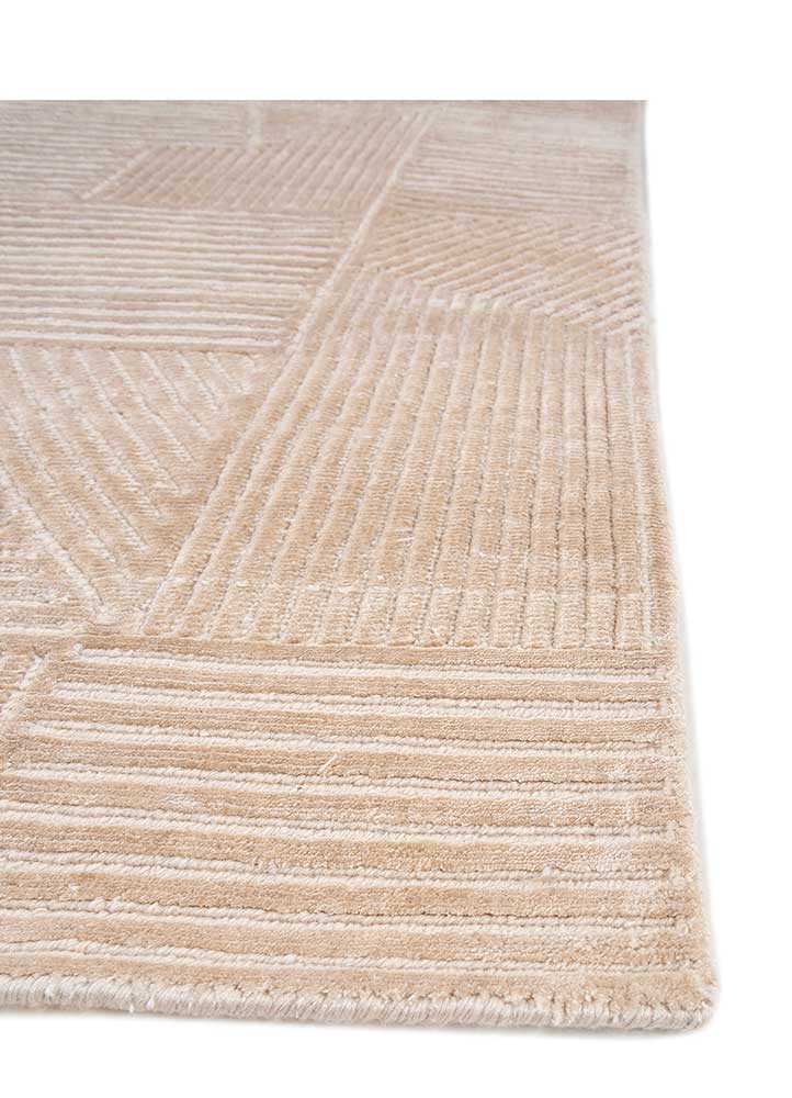 azalea ivory wool and bamboo silk Hand Knotted Rug - Corner