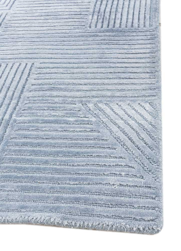 azalea blue wool and bamboo silk Hand Knotted Rug - Corner