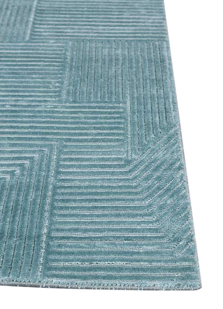 azalea blue wool and bamboo silk Hand Knotted Rug - Corner