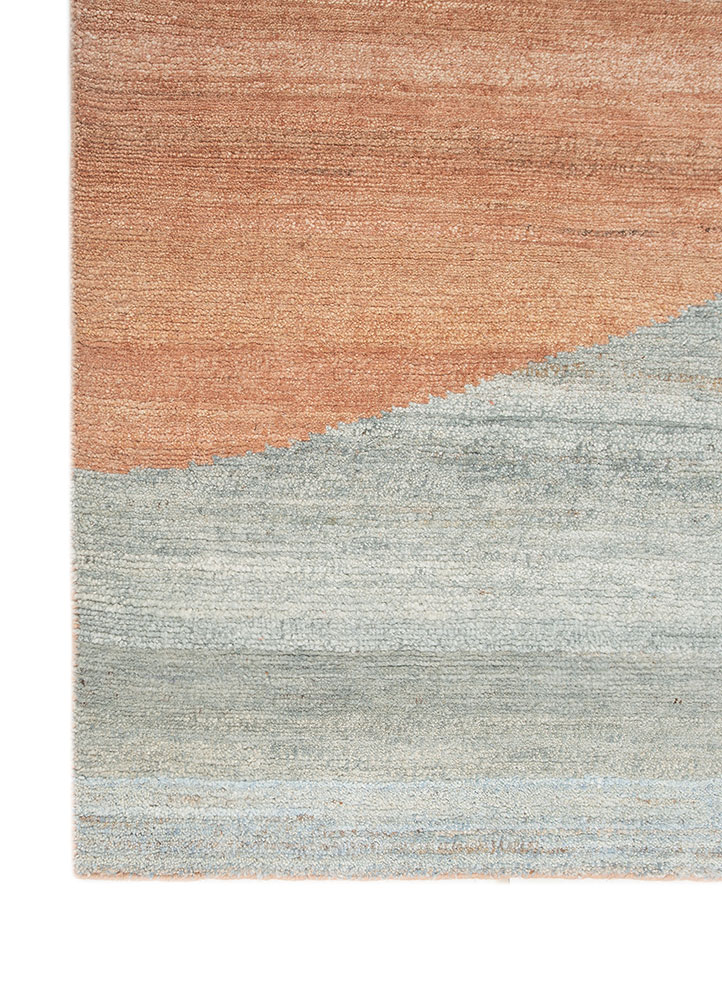 blythe red and orange wool Hand Knotted Rug - Corner