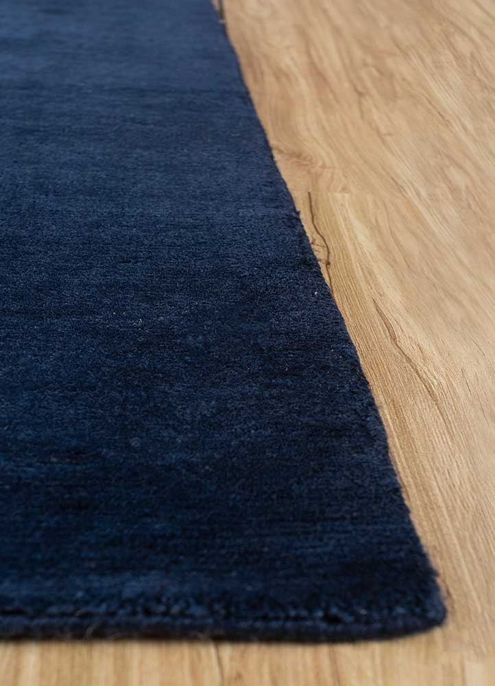 sthir blue wool Hand Knotted Rug - Corner