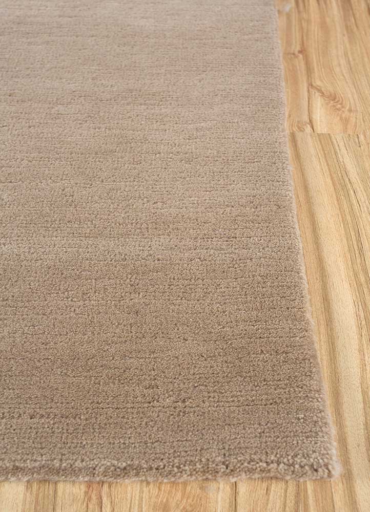 sthir beige and brown wool Hand Knotted Rug - Corner