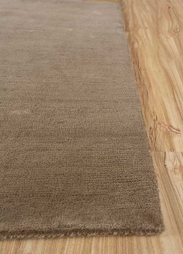 sthir beige and brown wool Hand Knotted Rug - Corner