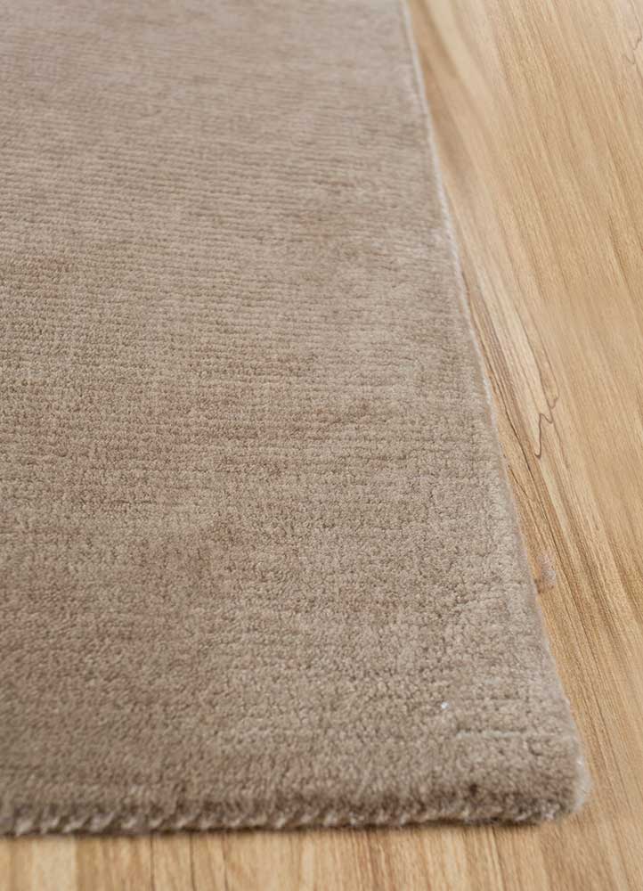 sthir beige and brown wool Hand Knotted Rug - Corner