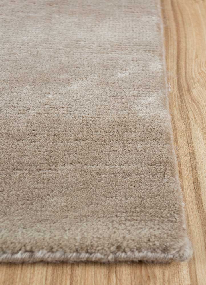 sthir beige and brown wool Hand Knotted Rug - Corner