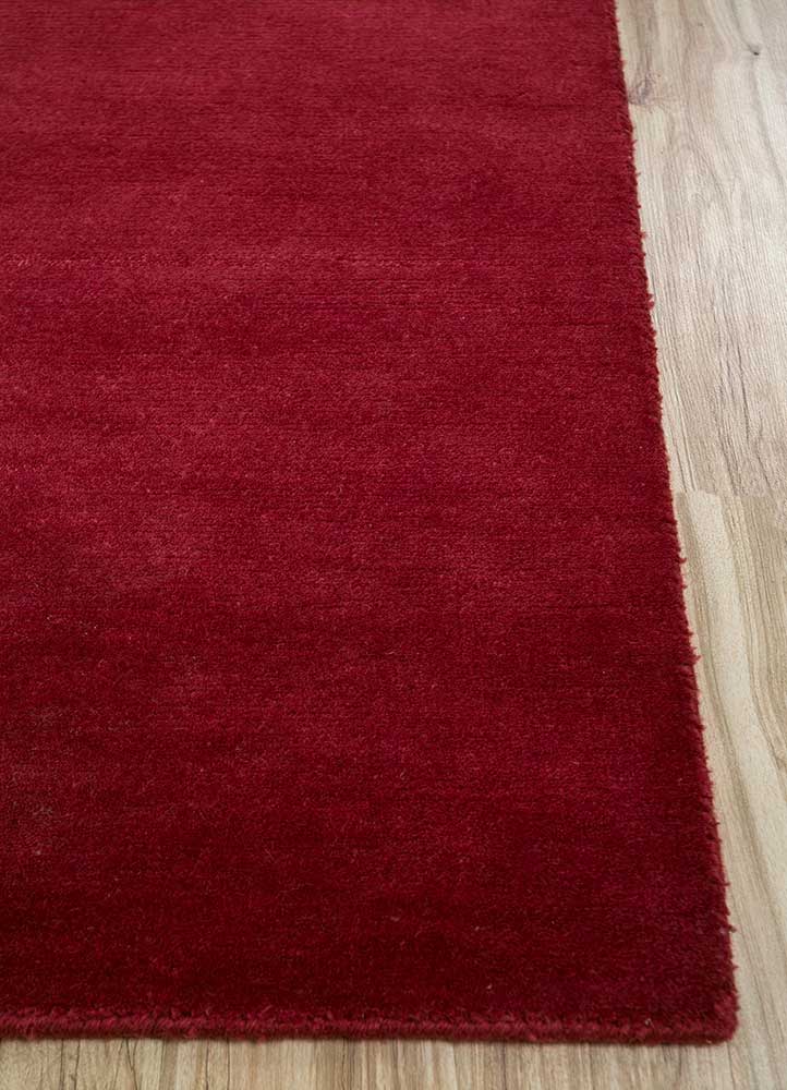 sthir red and orange wool Hand Knotted Rug - Corner