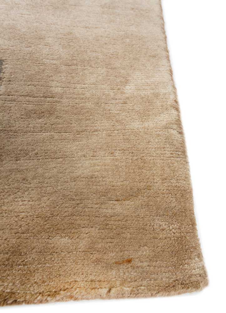 sthir beige and brown wool Hand Knotted Rug - Corner