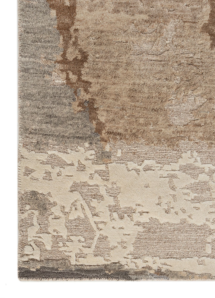 aprezo ivory wool Hand Knotted Rug - Corner