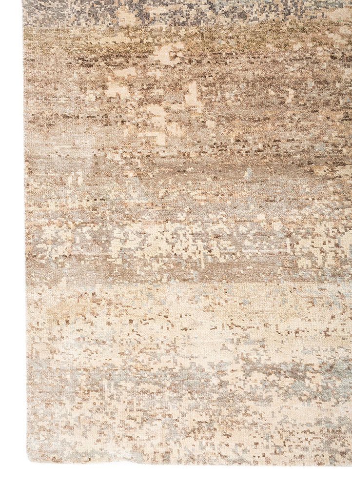 entropy ivory silk Hand Knotted Rug - Corner