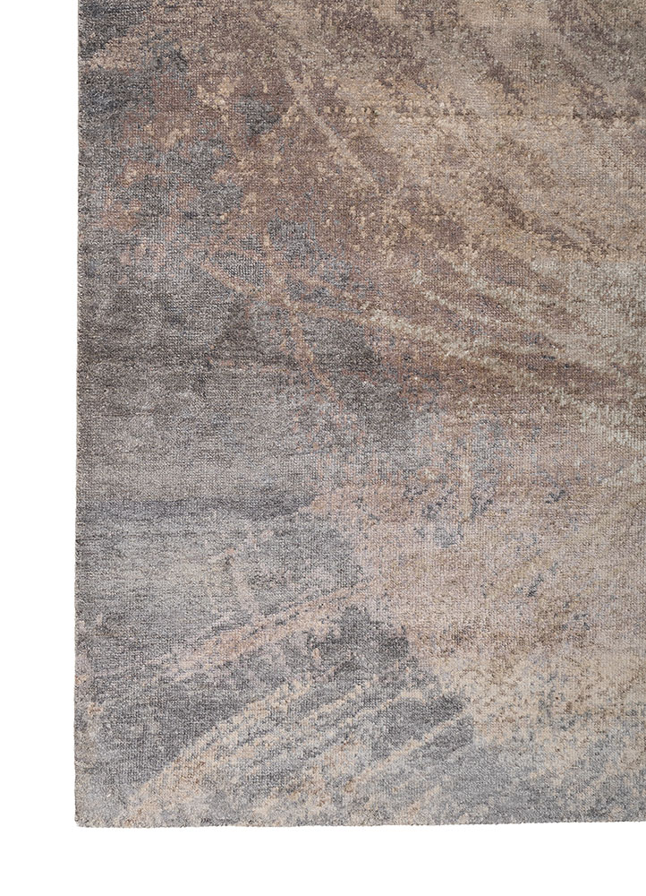entropy blue silk Hand Knotted Rug - Corner