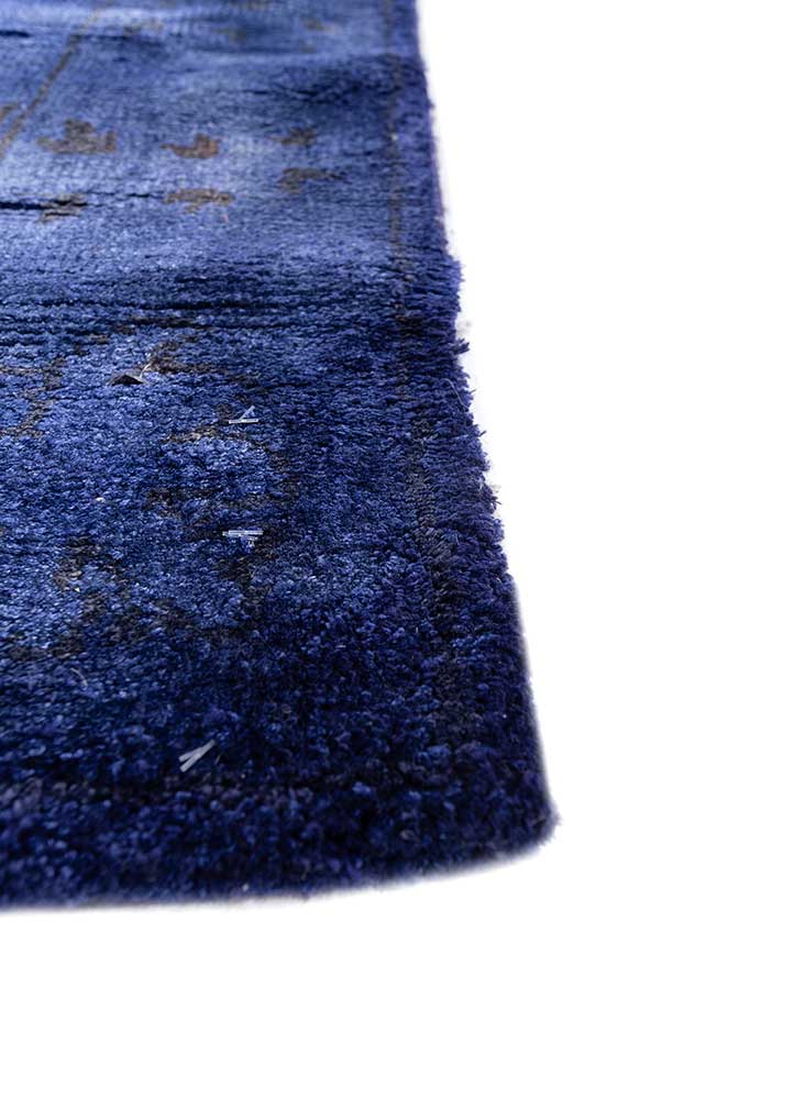 lacuna blue viscose Hand Knotted Rug - Corner