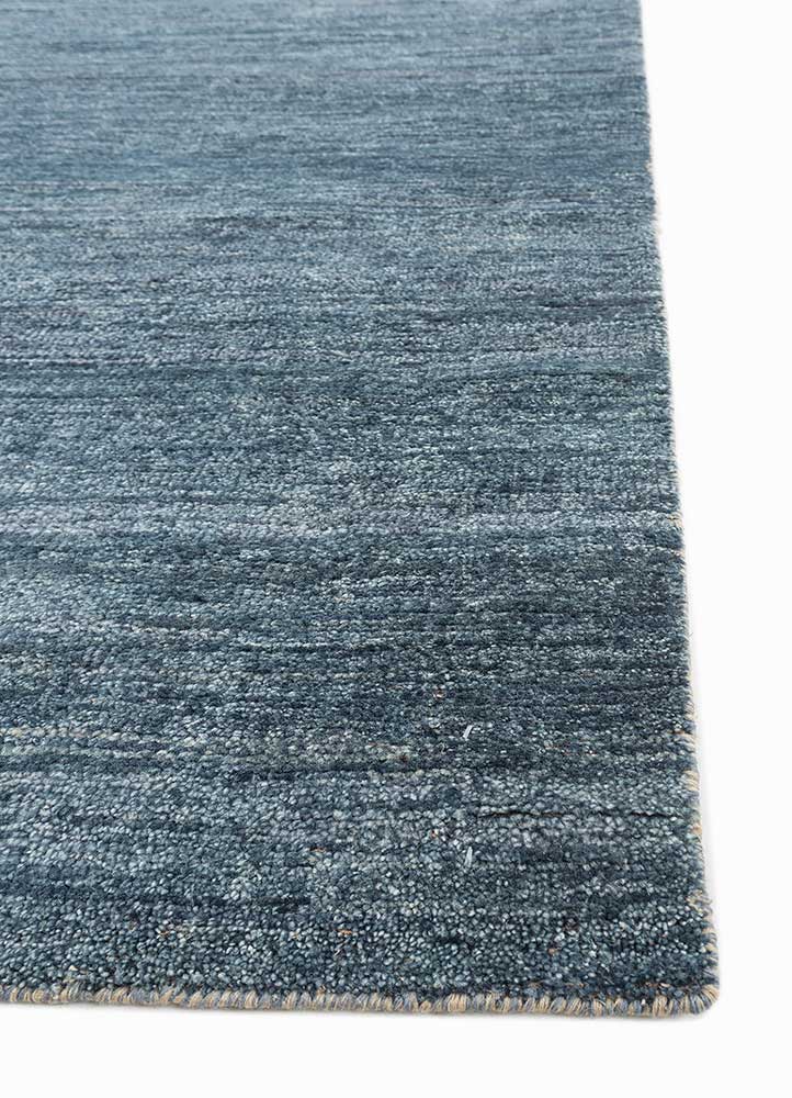 blythe blue afghan wool and jute Hand Knotted Rug - Corner