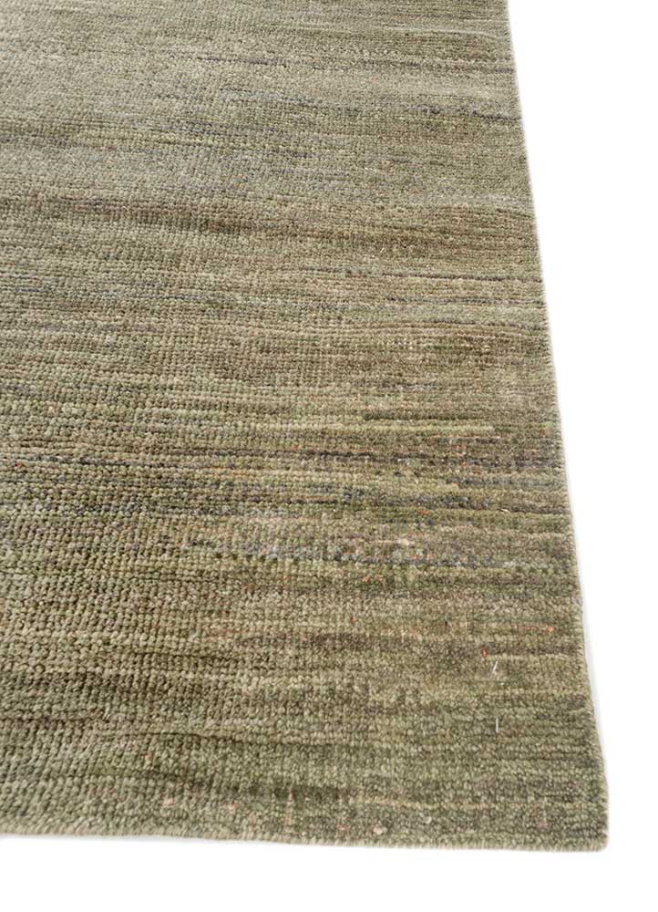 blythe green afghan wool and jute Hand Knotted Rug - Corner