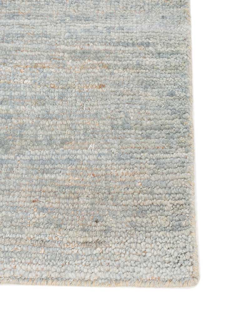 blythe blue afghan wool and jute Hand Knotted Rug - Corner