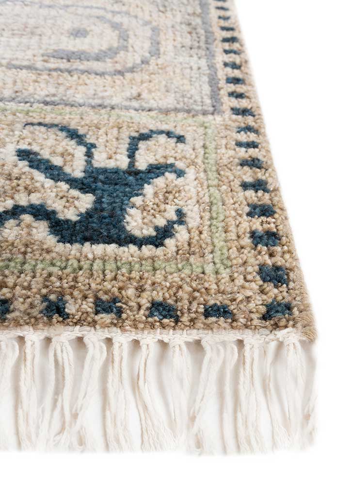 thyme blue wool Hand Knotted Rug - Corner