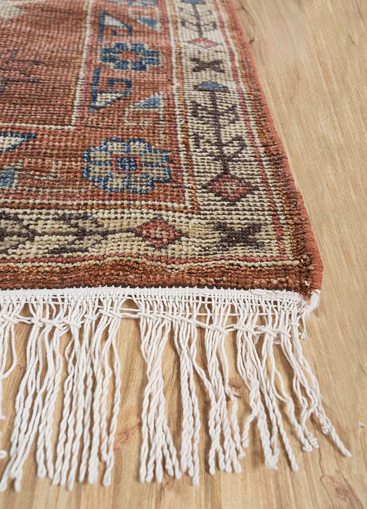 erbe red and orange wool Hand Knotted Rug - Corner erbe red and orange wool Hand Knotted Rug - Corner