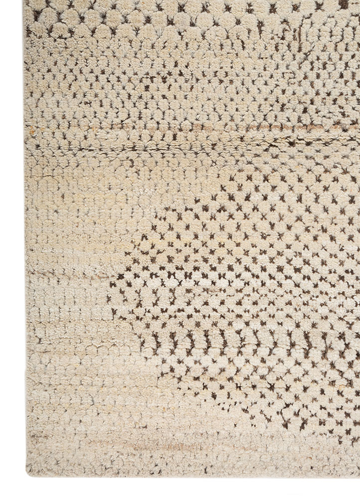 aprezo beige and brown wool Hand Knotted Rug - Corner