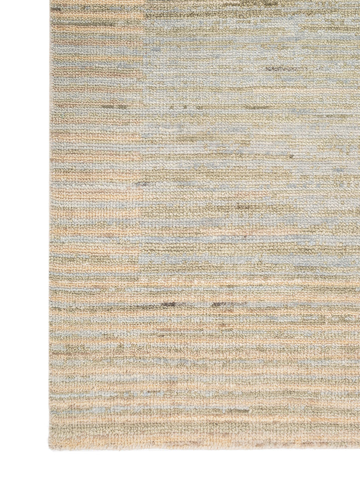 bylthe green wool Hand Knotted Rug - Corner